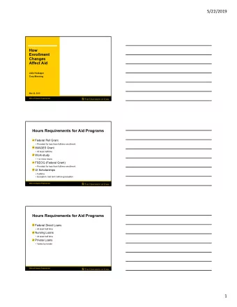 5/22/2019  How  Enrollment  Changes  Affect Aid  Julie Hostager  Cory Manning  May 22, 2019  Office