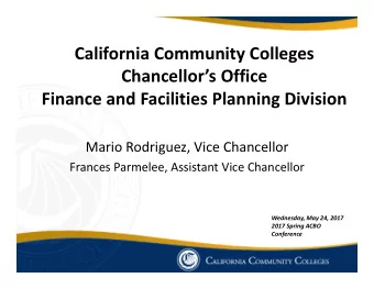 California Community Colleges  Chancellors Office  Finance and Facilities Planning Division