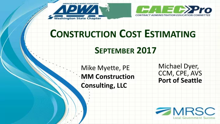 owner cost estimate topics