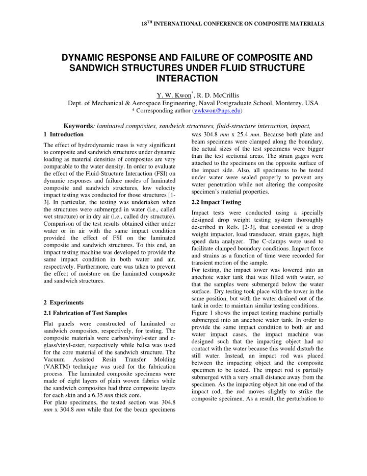 dynamic response and failure of composite and sandwich