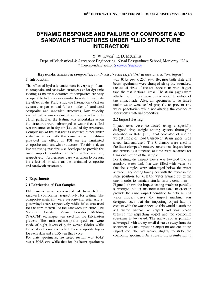 dynamic response and failure of composite and sandwich