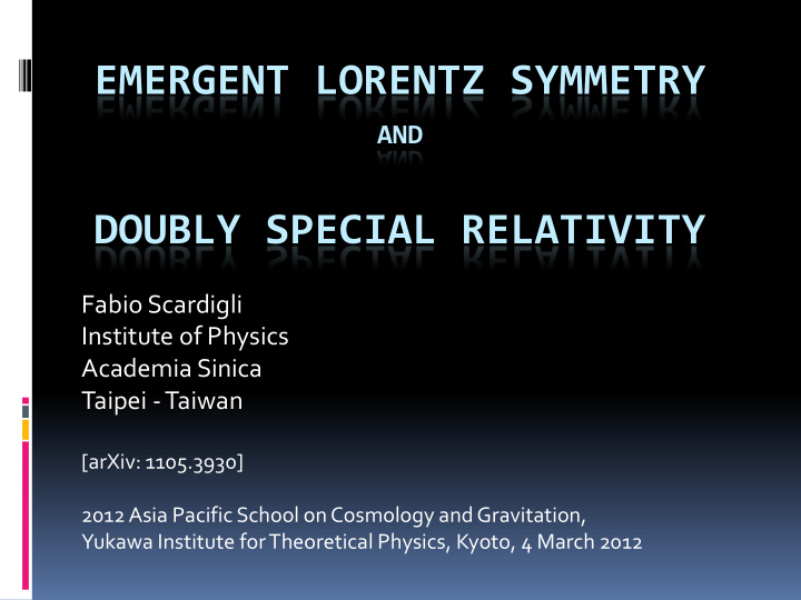 emergent lorentz symmetry