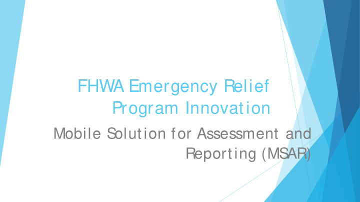 fhwa emergency relief program innovation