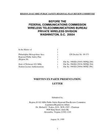 BEFORE THE  FEDERAL COMMUNICATIONS COMMISSION  WIRELESS TELECOMMUNICATIONS BUREAU  PRIVATE WIRELESS