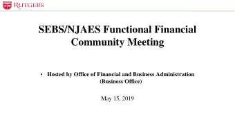 Community Meeting  Hosted by Office of Financial and Business Administration  (Business Office)