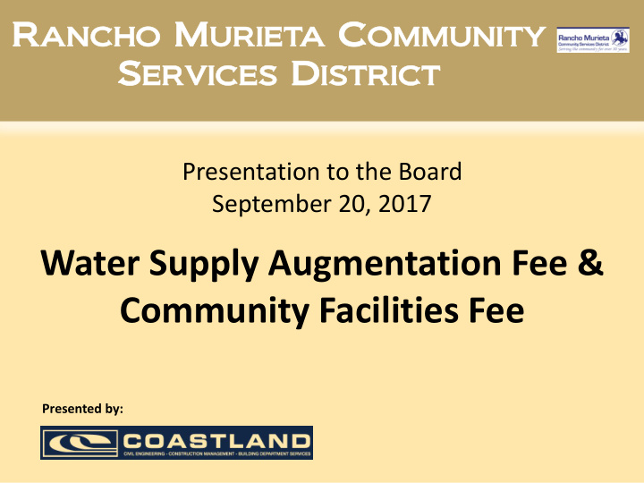 water supply augmentation fee community facilities fee