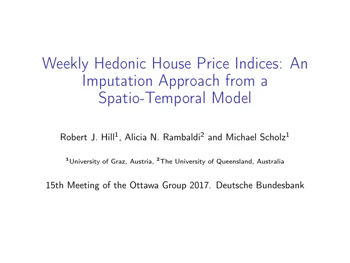 weekly hedonic house price indices an imputation approach