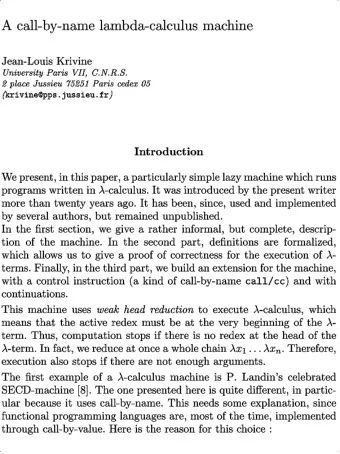lazymach . tex ; 4/10/2006 ; 12 : 26 ; p . 1  2 the Axiom of Choice [7] . The programs obtained in