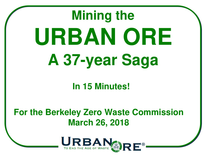 urban ore