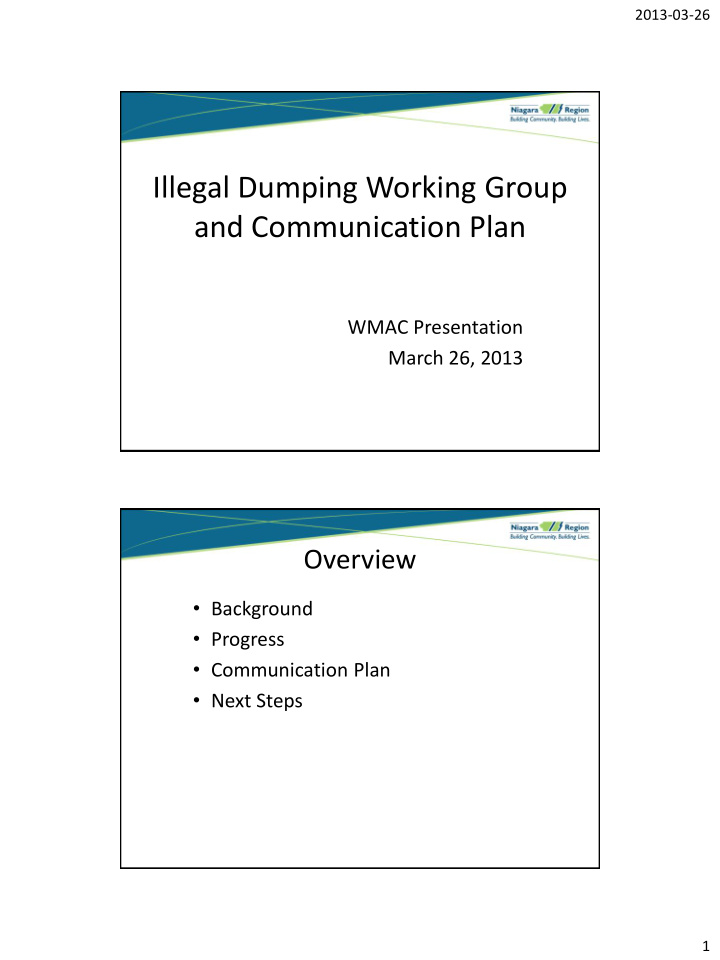 illegal dumping working group and communication plan