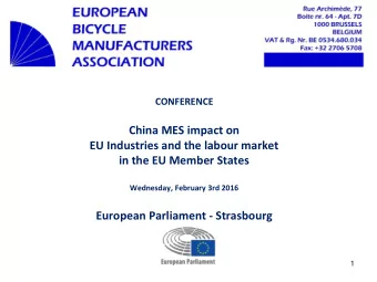 China MES impact on  EU Industries and the labour market  in the EU Member States  Wednesday,