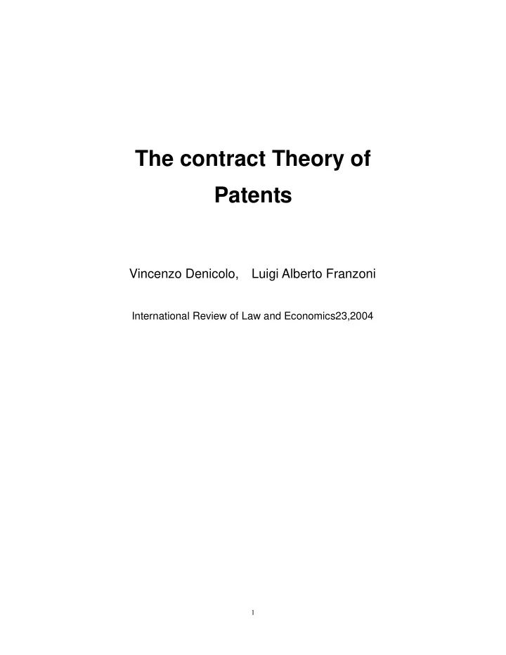 the contract theory of patents