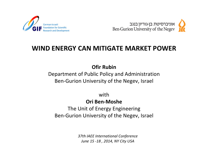 wind energy can mitigate market power