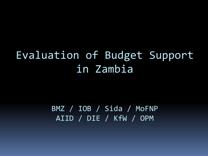 evaluation of budget support in zambia