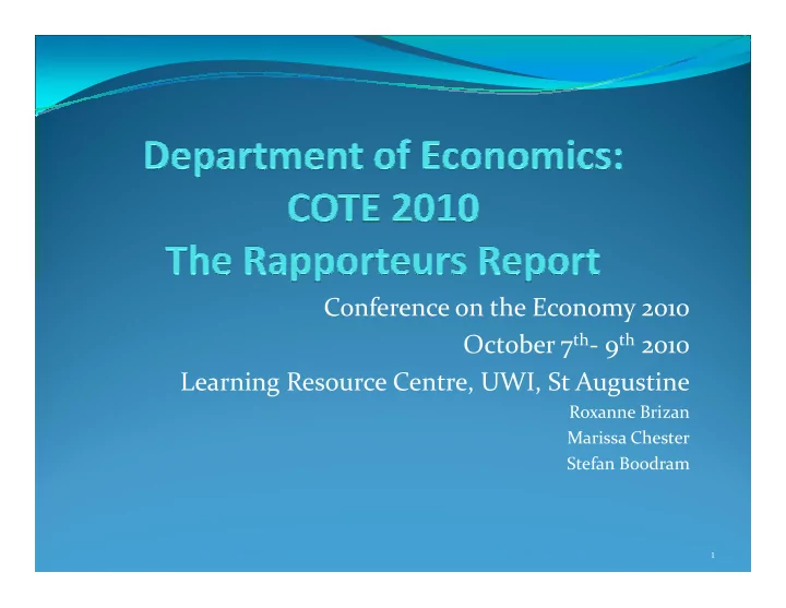 conference on the economy 2010 conference on the economy