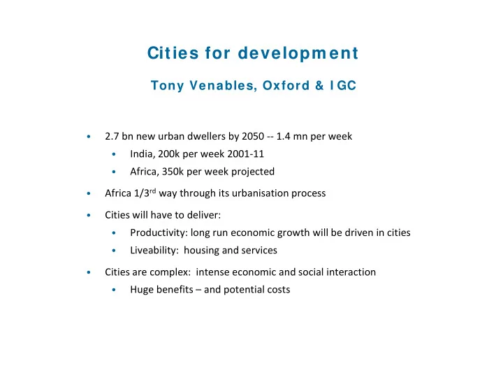 cities will have to deliver productivity long run