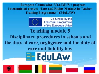 care and liability law  Teaching module Disciplinary  procedures in schools and the duty of