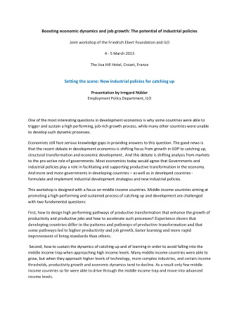 Boosting economic dynamics and job growth: The potential of industrial policies  Joint workshop of