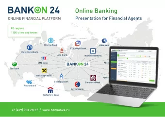 Online Banking  Presentation for Financial Agents  ONLINE FINANCIAL PLATFORM  85 regions  1100