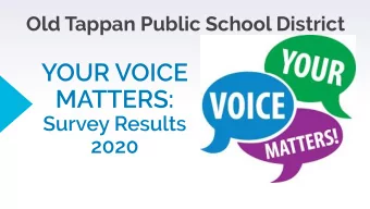 Old Tappan Public School District  PARTICIPATION  FOCUS  Families, students (Grades 2-8), and