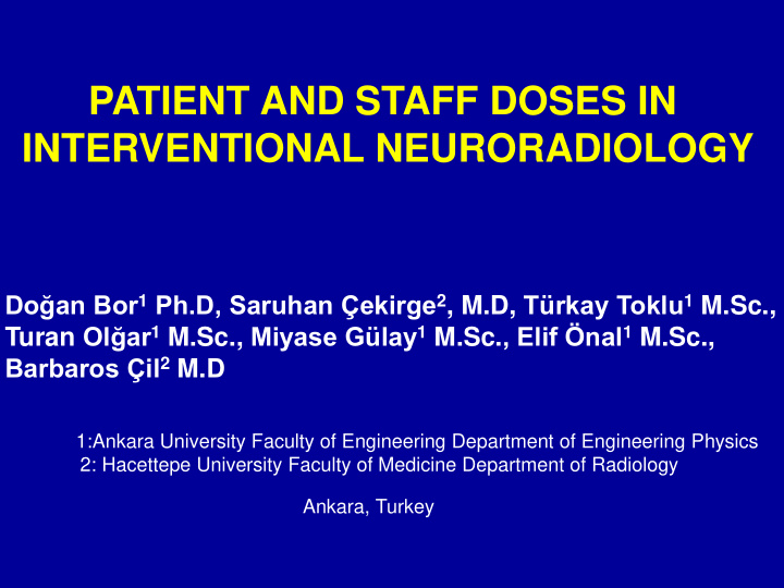 patient and staff doses in interventional neuroradiology