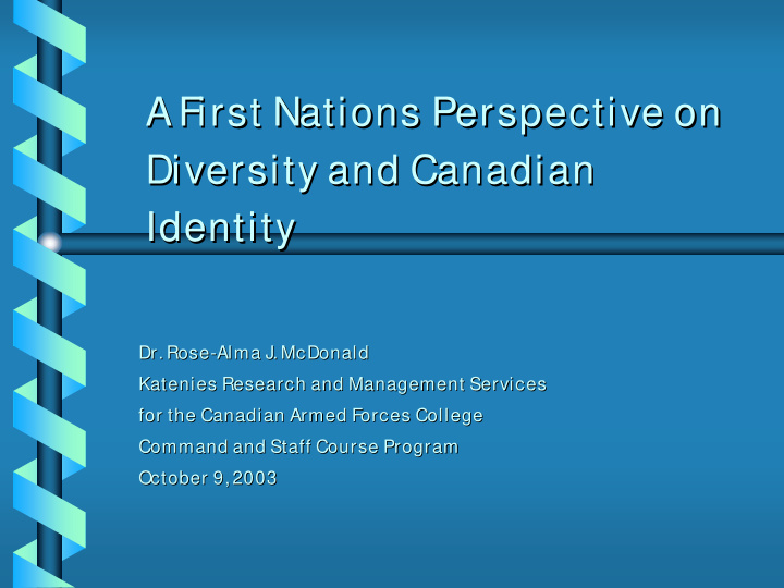 a first nations perspective on a first nations