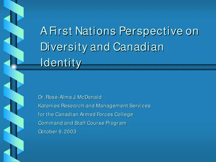 a first nations perspective on a first nations