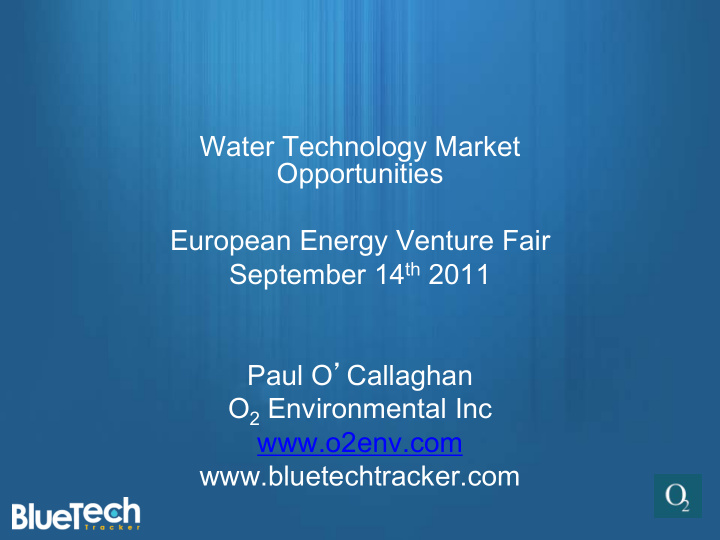 water technology market opportunities european energy