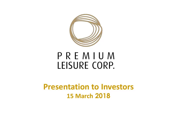 presentation to investors