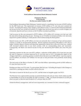 FirstCaribbean International Bank (Bahamas) Limited  Chairmans Review  Of the Results  For the