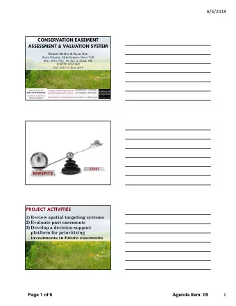 CONSERVATION EASEMENT  ASSESSMENT &amp; VALUATION SYSTEM  Bonnie Keeler &amp; Ryan Noe  Steve