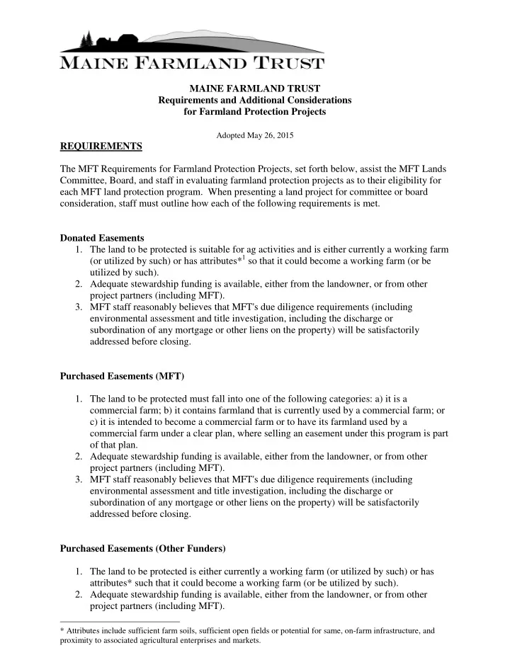 adopted may 26 2015 requirements the mft requirements for
