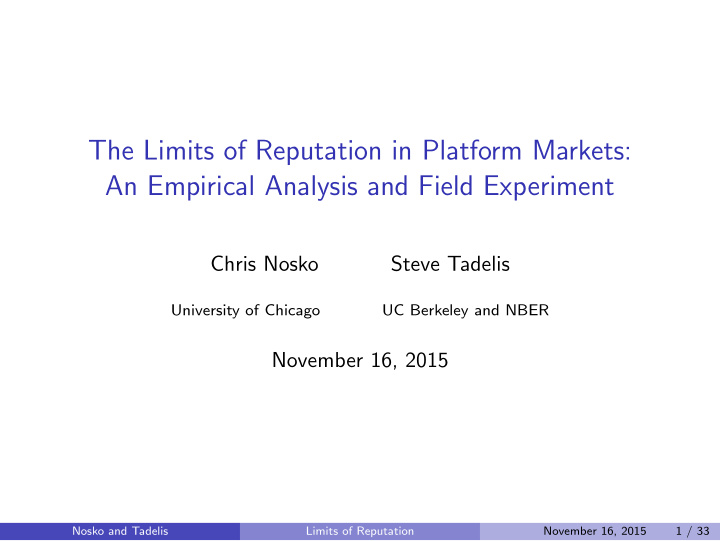 the limits of reputation in platform markets an empirical