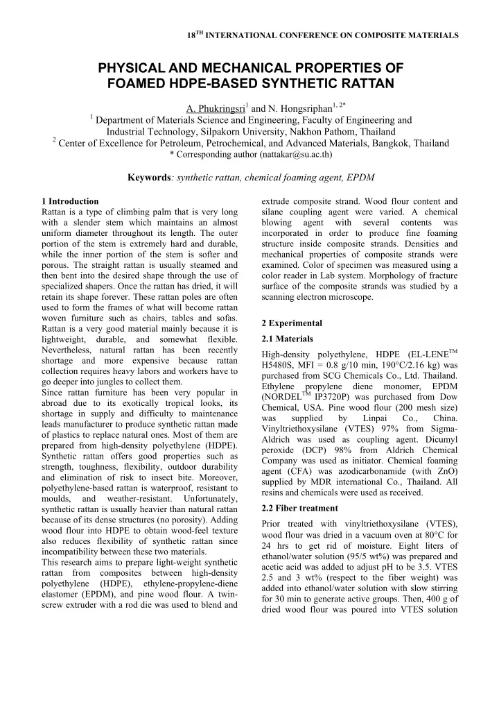 physical and mechanical properties of foamed hdpe based