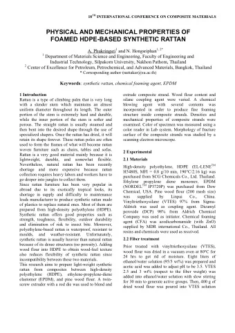 PHYSICAL AND MECHANICAL PROPERTIES OF  FOAMED HDPE-BASED SYNTHETIC RATTAN A. Phukringsri 1 and N.
