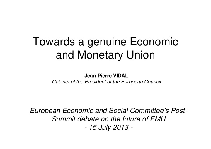 towards a genuine economic and monetary union