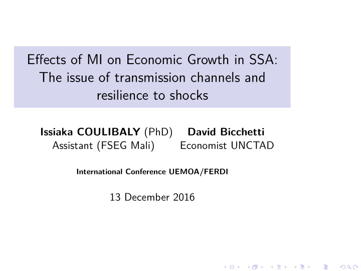 effects of mi on economic growth in ssa the issue of