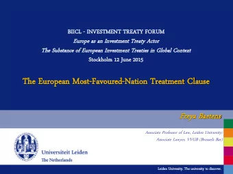 The  e European  ropean Mo  Most  st-Favoured  Favoured-Nation  Nation Treatment  eatment Cl