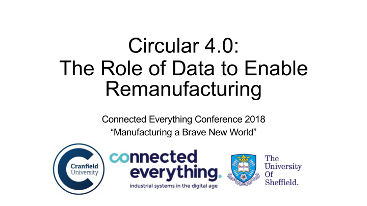 circular 4 0 the role of data to enable remanufacturing