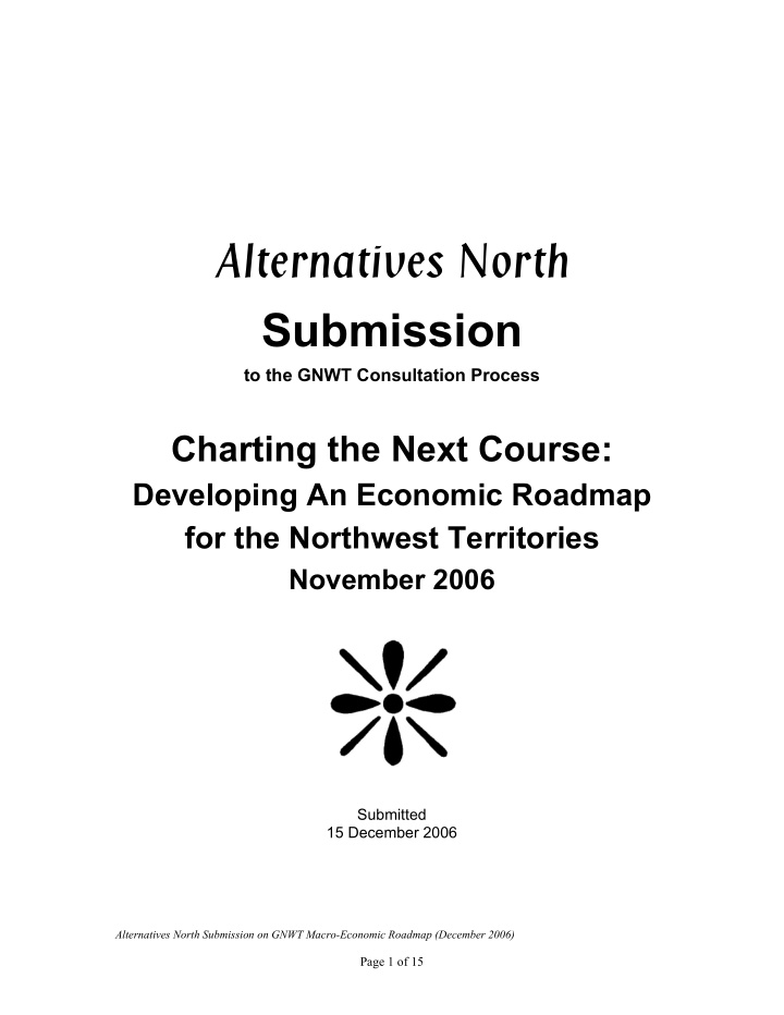 alternatives north submission
