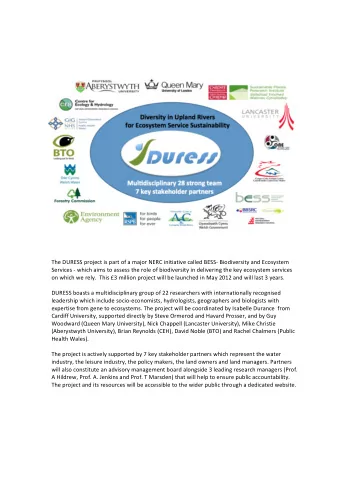 The  DURESS  project  is  part  of  a  major  NERC