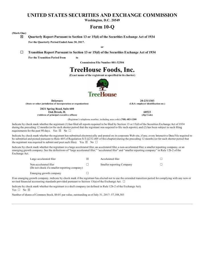 treehouse foods inc
