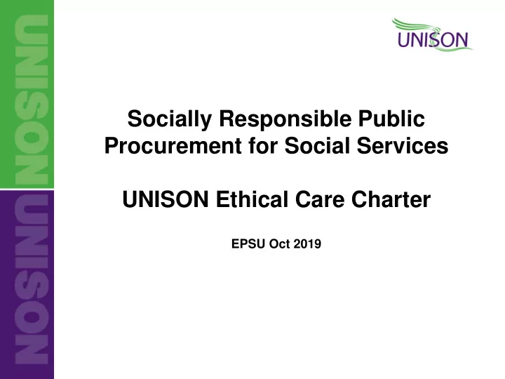 socially responsible public procurement for social