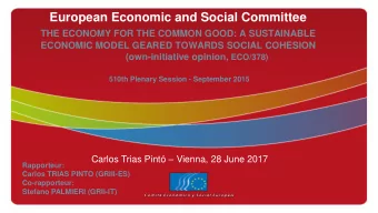 European Economic and Social Committee  THE ECONOMY FOR THE COMMON GOOD: A SUSTAINABLE  ECONOMIC