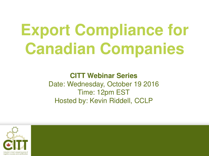 export compliance for canadian companies