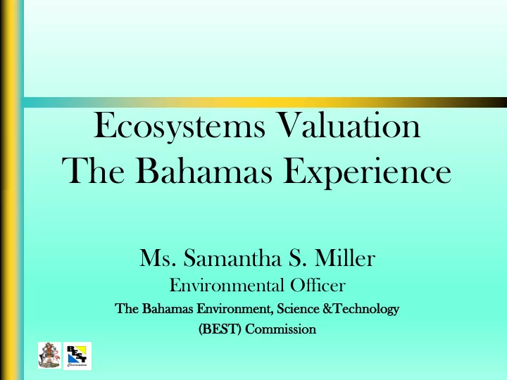 ecosystems valuation the bahamas experience