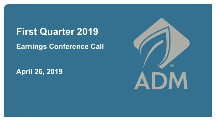 first quarter 2019