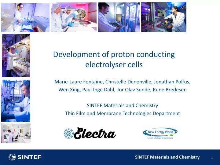 development of proton conducting electrolyser cells