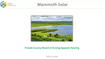 Mammoth Solar  Pulaski County Board of Zoning Appeals Hearing  July 27, 2020  Mammoth Solar 500MW