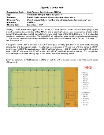 Agenda Update Item  Presentation Topic Multi- Purpose Activity Center (MACs)  Type  Information